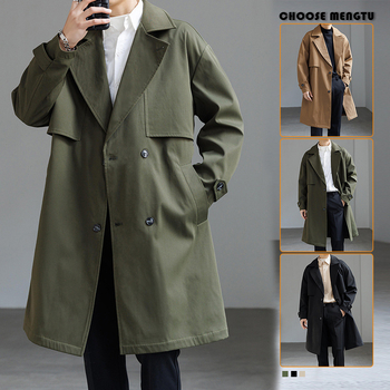 Ανδρικό παλτό μεσαίου μήκους, ύφασμα πολυεστερικό, διπλής σειράς κουμπώματα, φαρδιά γραμμή