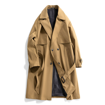 Ανδρικό παλτό μεσαίου μήκους, ύφασμα πολυεστερικό, διπλής σειράς κουμπώματα, φαρδιά γραμμή