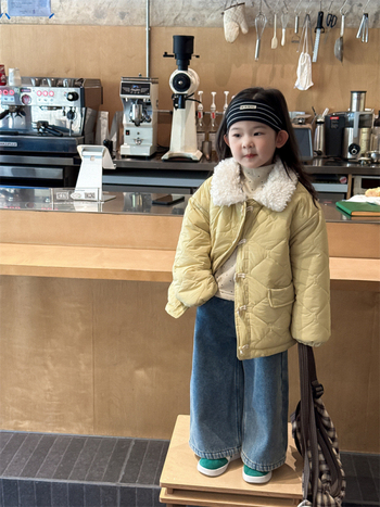 Koreai stílusú gyerek kabát, kapucni nélküli, vastag poliészter töltéssel