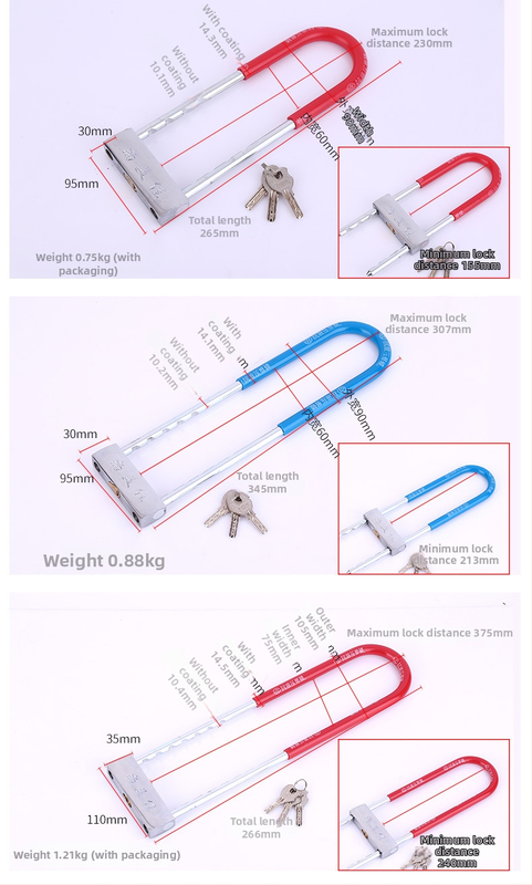 U zámok pre motocykle – meďový jadrový valec, kovové telo zo železa, model 666, hmotnosť 975 g