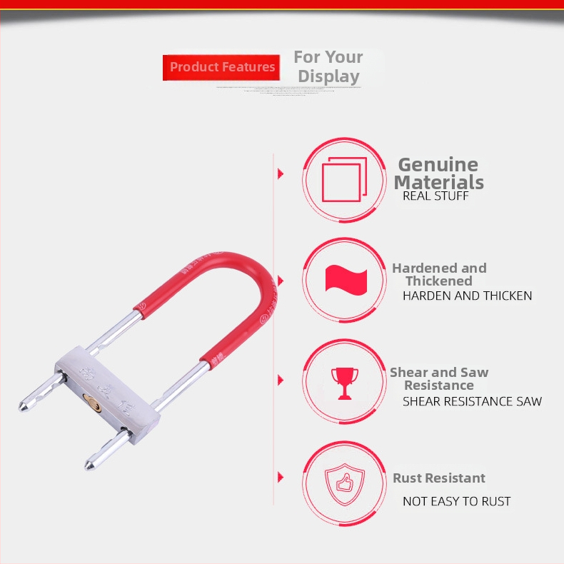 U zámok pre motocykle – meďový jadrový valec, kovové telo zo železa, model 666, hmotnosť 975 g