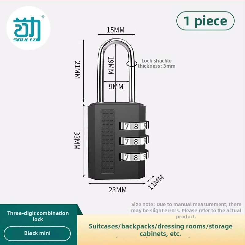 Mehanička brava s lozinkom za ormariće i vrata; materijal: cinkova legura + nehrđajući čelik; model Password Lock; debljina šipke 3.5/4.0/6.0 mm