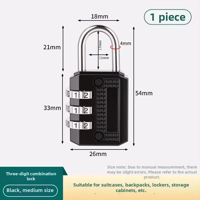 Mehanička brava s lozinkom za ormariće i vrata; materijal: cinkova legura + nehrđajući čelik; model Password Lock; debljina šipke 3.5/4.0/6.0 mm