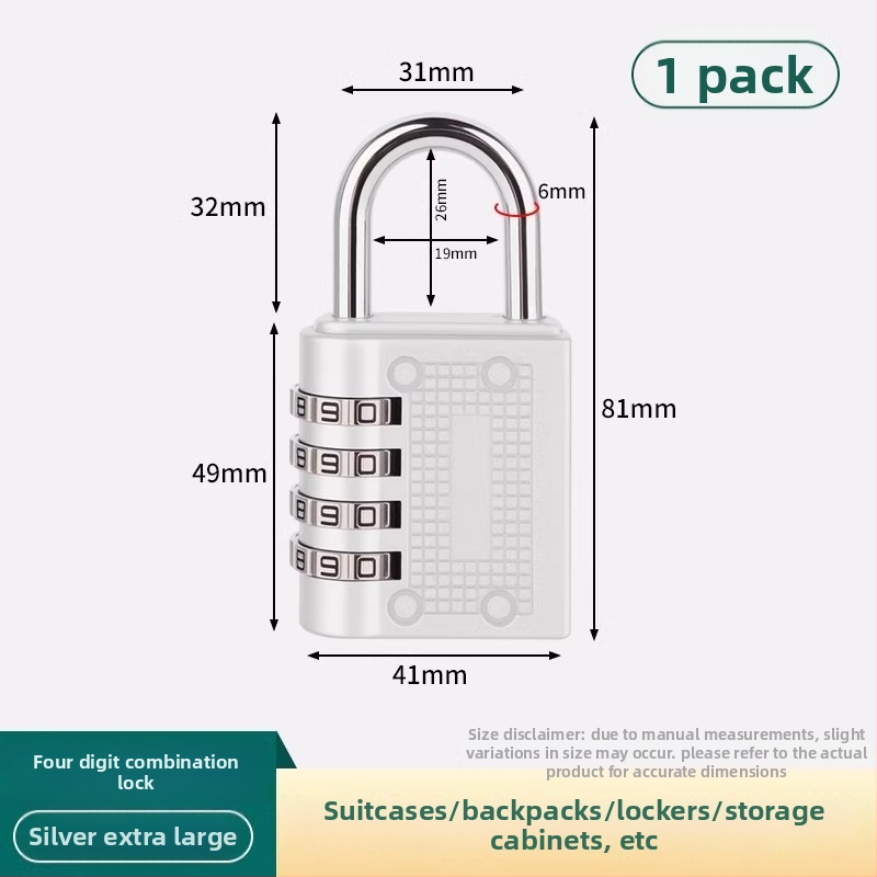 Mehanička brava s lozinkom za ormariće i vrata; materijal: cinkova legura + nehrđajući čelik; model Password Lock; debljina šipke 3.5/4.0/6.0 mm