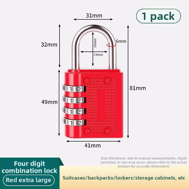 Mehanička brava s lozinkom za ormariće i vrata; materijal: cinkova legura + nehrđajući čelik; model Password Lock; debljina šipke 3.5/4.0/6.0 mm