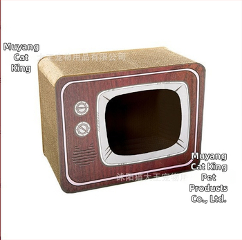 Φωλιά γάτας με σανίδα γρατζουνίσματος — Ανθεκτικό στην φθορά από κυματοειδές χαρτί, στυλ καρτούν, μάρκα Cat King, 1 κουτί