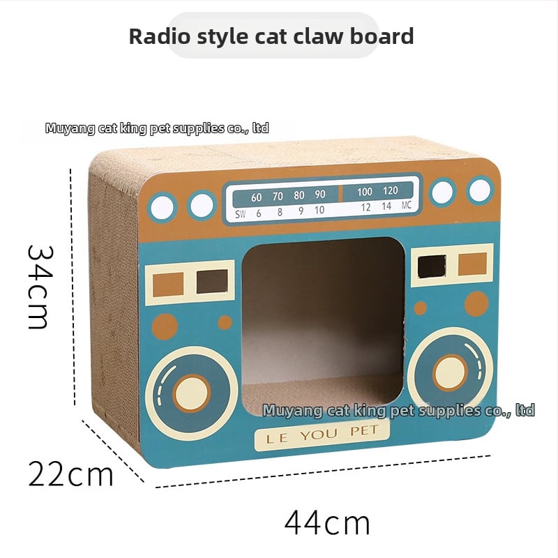 Φωλιά γάτας με σανίδα γρατζουνίσματος — Ανθεκτικό στην φθορά από κυματοειδές χαρτί, στυλ καρτούν, μάρκα Cat King, 1 κουτί