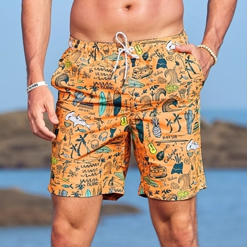 Plažne šorceve s podstavom i dvostrukim slojem, brzo se sušeći poliester, kamuflažni uzorak