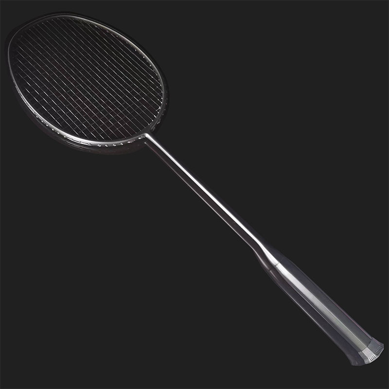 Raketa za badminton SWEATING, 52 g, rama od karbonskih vlakana, držač G5, tvrdoća šafta Extra hard, ravni udarac