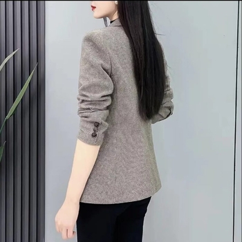 Žensko sako s houndstooth uzorkom, slim kroj, Polo ovratnik, jedno-kopčanje, dugi rukavi, tkanina odela 30–50% elastan