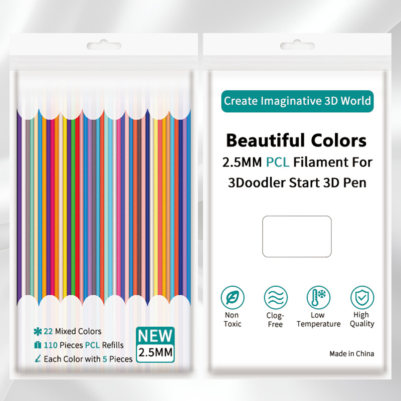 Alacsony hőmérsékletű PCL-konzumálók 3Doodler tollhoz, 2,5 mm, kör keresztmetszetű