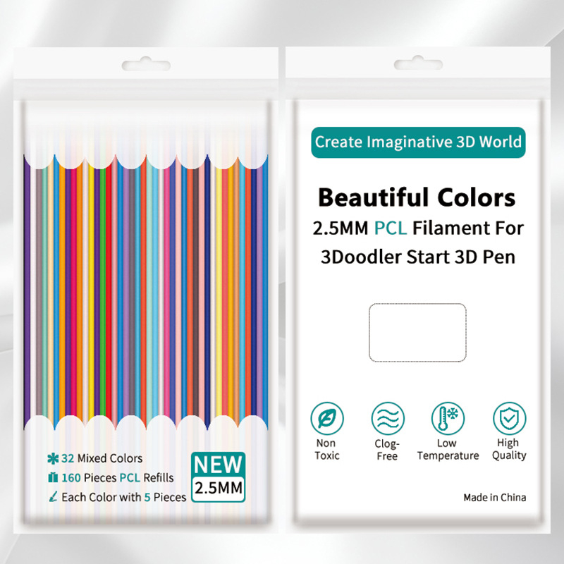 Alacsony hőmérsékletű PCL-konzumálók 3Doodler tollhoz, 2,5 mm, kör keresztmetszetű