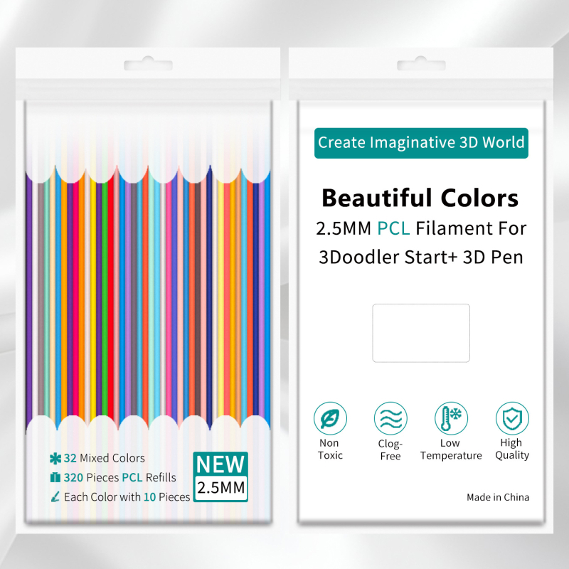 Alacsony hőmérsékletű PCL-konzumálók 3Doodler tollhoz, 2,5 mm, kör keresztmetszetű