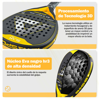 Rachetă de padel tenis, cadru din fibră de carbon 3K, fire din mătase de fibră, model profesionist pentru competiții