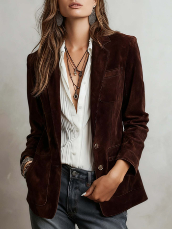 Žensko sako za poslovni odijelo, rever, dugi rukavi, poliester, bez glačanja, elegantan uredski stil