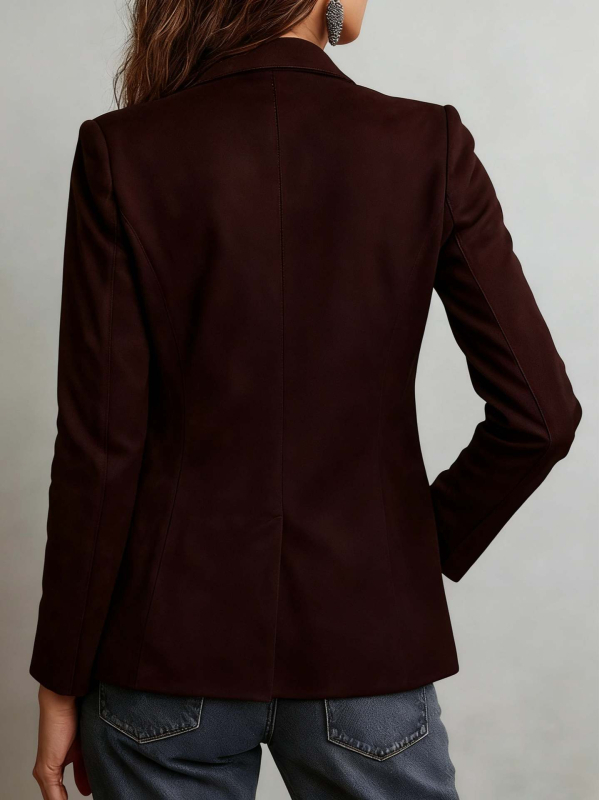 Žensko sako za poslovni odijelo, rever, dugi rukavi, poliester, bez glačanja, elegantan uredski stil