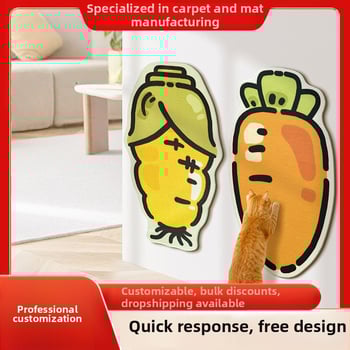 3D επιφάνεια γρατζουνίσματος για γάτες με σχέδιο τοίχου καλαμπόκι-καρότο, ανθεκτικό στη φθορά, χωρίς αποκόλληση ινών, πολυεστερικές ίνες, συσκευασία 100 τεμάχια, γλυκό στυλ