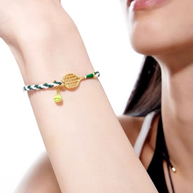 Narukvica u obliku teniske rakete, ručno tkanje bakrenim perlicama, Insta stil, za žene