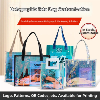 Na zákazku PVC laser taška na darčeky, priehľadná taška, horúce lisovanie + šitie, kód 66866, nový materiál