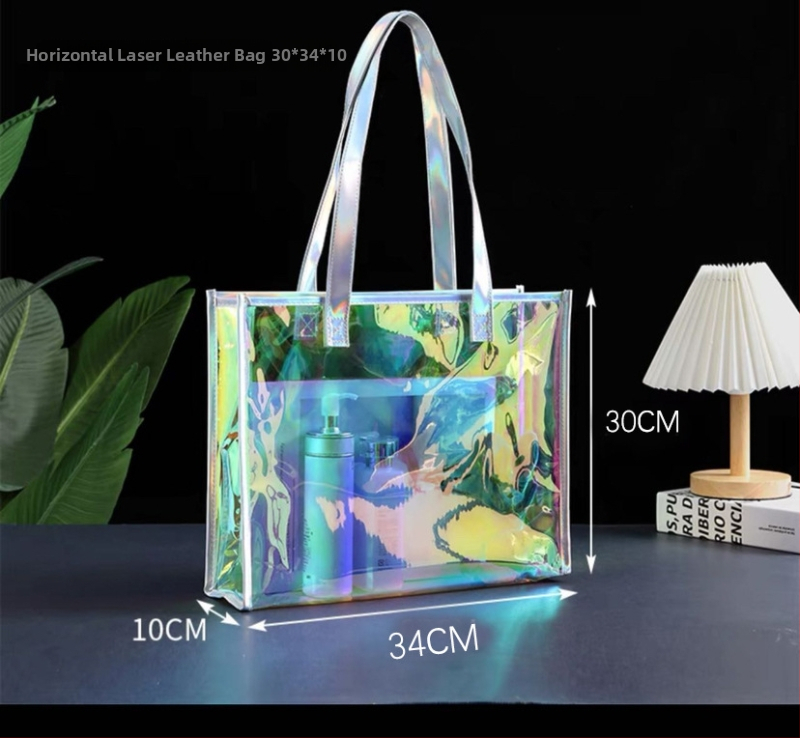 Na zákazku PVC laser taška na darčeky, priehľadná taška, horúce lisovanie + šitie, kód 66866, nový materiál