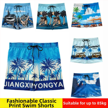 Muške kupaće hlače – Poliester-Spandex 88%, 220 g, podstava poliester, uzorak otiska, stil: bokserice/briefsi