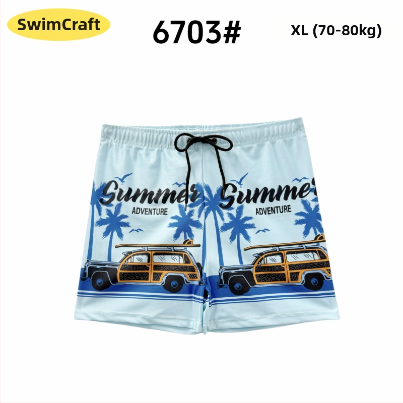 Muške kupaće hlače – Poliester-Spandex 88%, 220 g, podstava poliester, uzorak otiska, stil: bokserice/briefsi