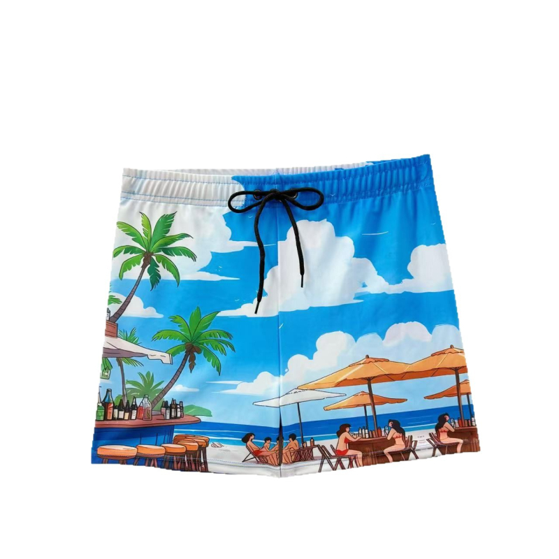 Muške kupaće hlače – Poliester-Spandex 88%, 220 g, podstava poliester, uzorak otiska, stil: bokserice/briefsi