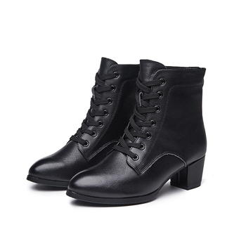 Ženski plesne cipele od teleće kože, gumeni đon, visok gornji dio, zatvarač, sve sezone