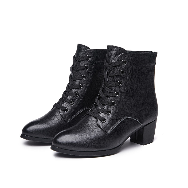 Ženski plesne cipele od teleće kože, gumeni đon, visok gornji dio, zatvarač, sve sezone