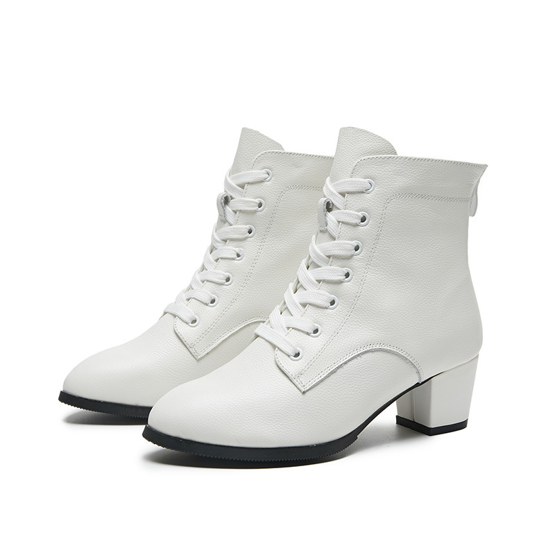 Ženski plesne cipele od teleće kože, gumeni đon, visok gornji dio, zatvarač, sve sezone