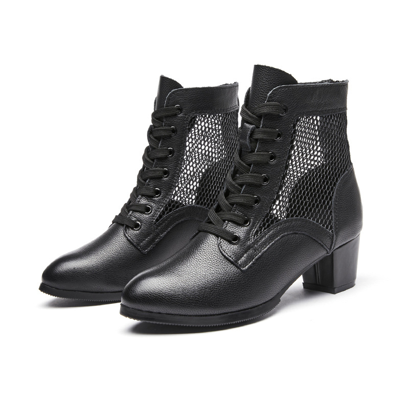 Ženski plesne cipele od teleće kože, gumeni đon, visok gornji dio, zatvarač, sve sezone