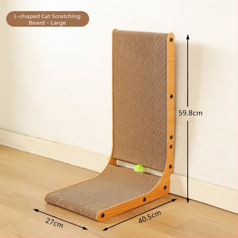 Πλάκα γρατσουνίσματος γάτας σε σχήμα L με ενσωματωμένο καταφύγιο, κάθετη και ανθεκτική στη φθορά