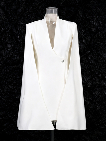 Blazer s Cape stilom i V-izrezom, uska linija, poliester, jesen 2025