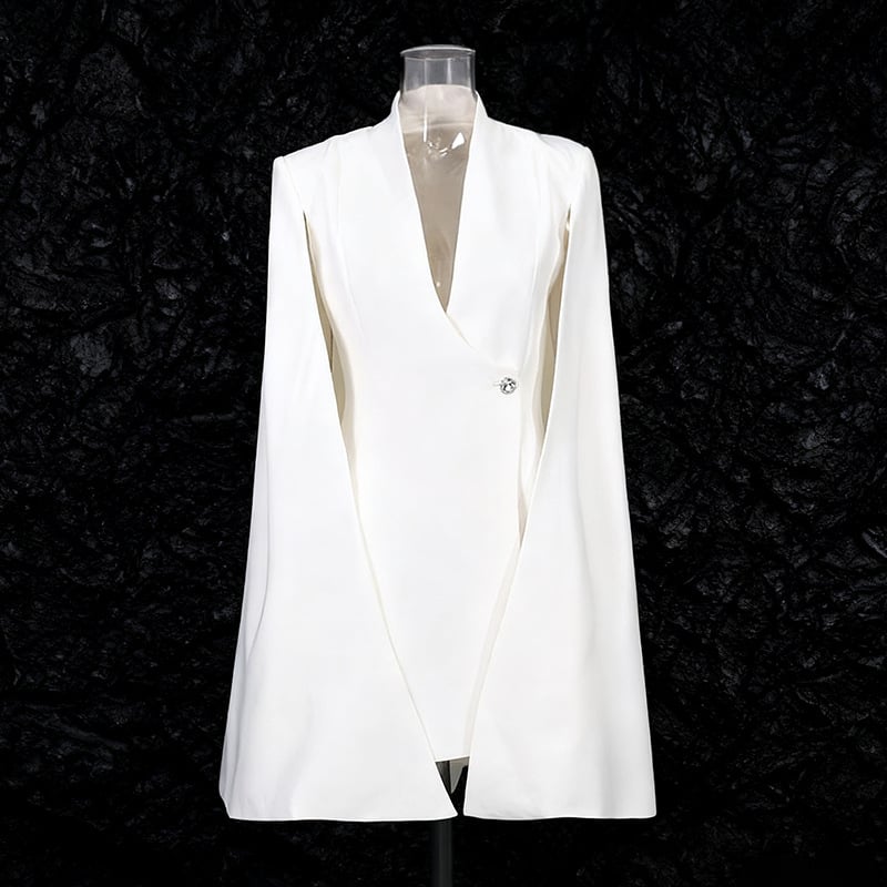 Blazer s Cape stilom i V-izrezom, uska linija, poliester, jesen 2025