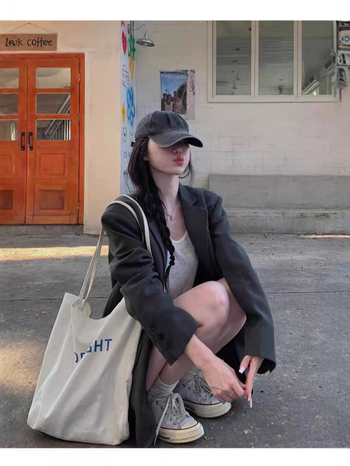 Žensko sako za kostim, srednja duljina, ovratnik sakog, jednostruko kopčanje, poliester tkanina, ležerni japansko-korejski stil