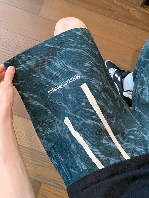 Muške casual kratke hlače do koljena, labav pojas, vezivanje na struku, poliester, veliki cvjetni uzorak