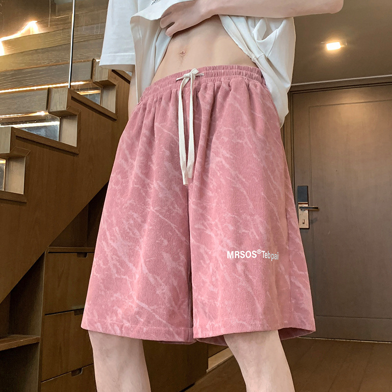 Muške casual kratke hlače do koljena, labav pojas, vezivanje na struku, poliester, veliki cvjetni uzorak