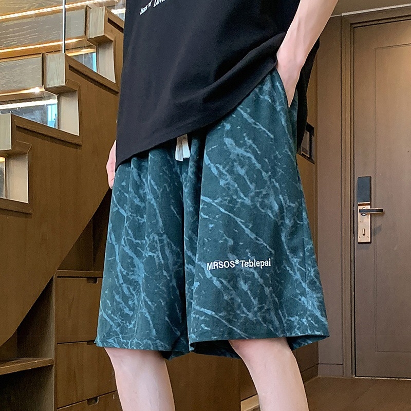 Muške casual kratke hlače do koljena, labav pojas, vezivanje na struku, poliester, veliki cvjetni uzorak