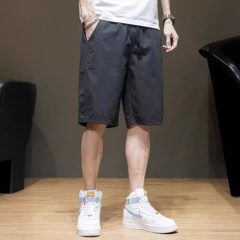 Jednobojne muške casual šorceve za ljeto, lagane, 3/4 duljine, opuštenog ravnog kroja, sportske plažne šortse