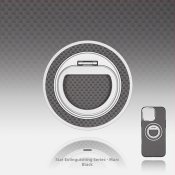 MagSafe-kompatibilis telefon-tartó szénszálas és fém anyagból, forgó gyűrű záróval, háromszög alakú