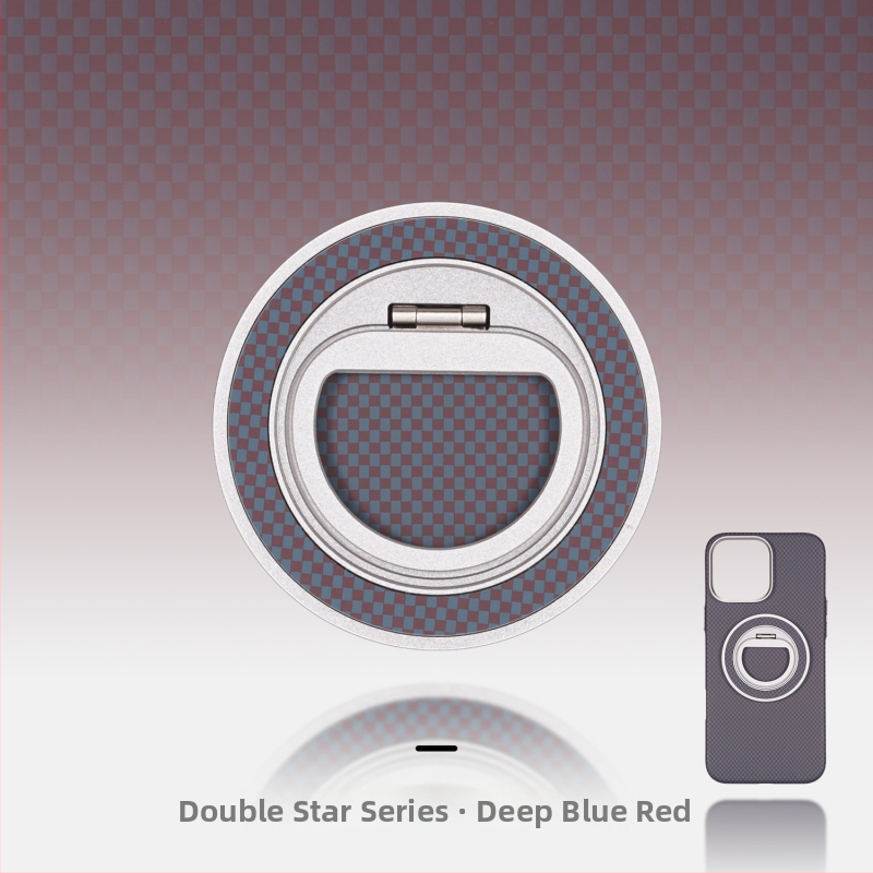 MagSafe-kompatibilis telefon-tartó szénszálas és fém anyagból, forgó gyűrű záróval, háromszög alakú