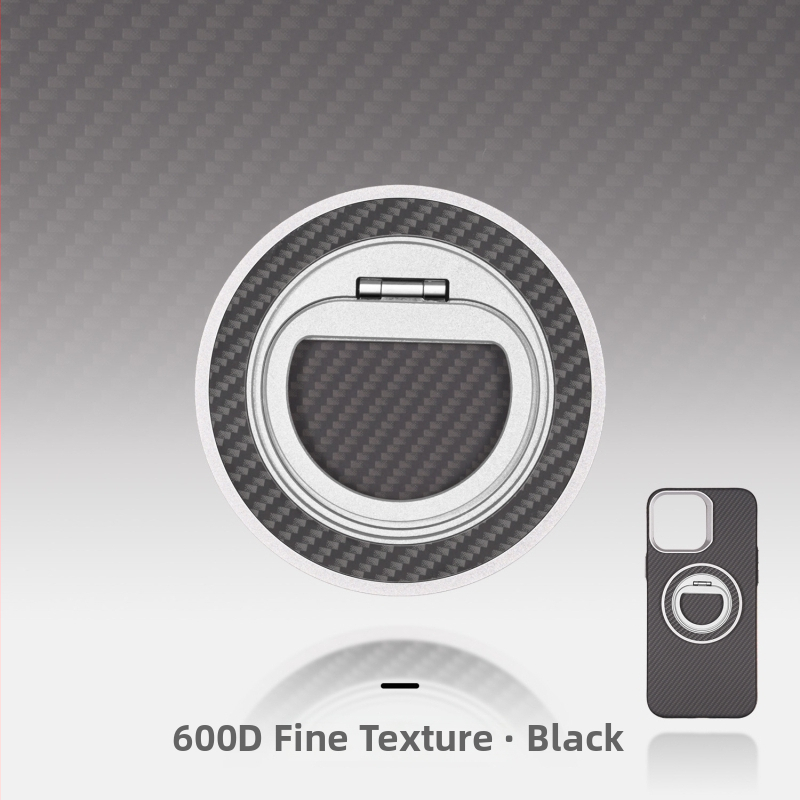 MagSafe-kompatibilis telefon-tartó szénszálas és fém anyagból, forgó gyűrű záróval, háromszög alakú