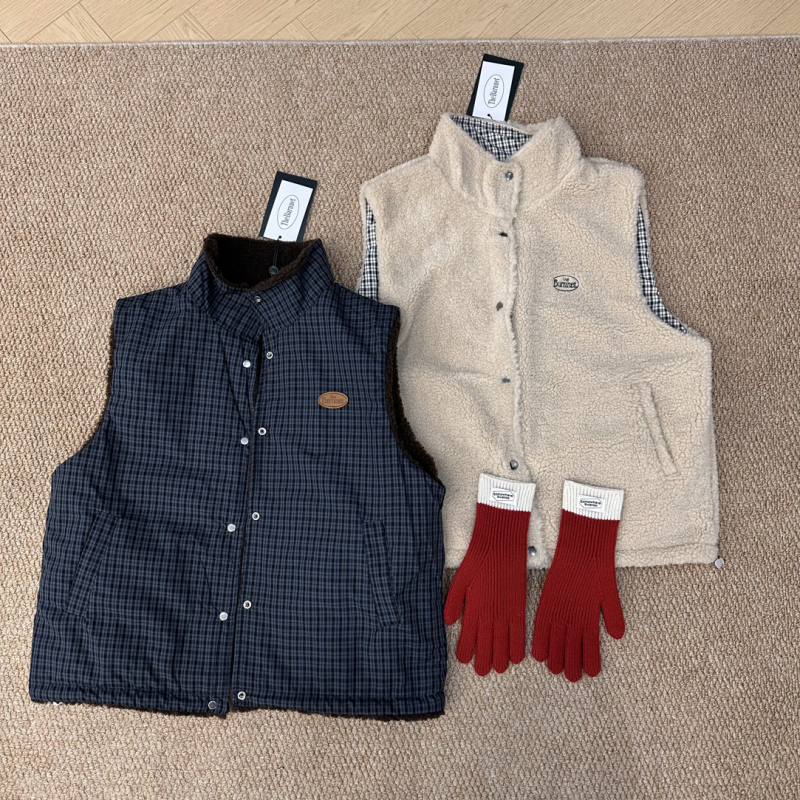 Gilet bez rukava od tweed-a s najlonom 95%+, stojeći ovratnik, minimalistički stil, bez punila, zimsko izdanje 2025