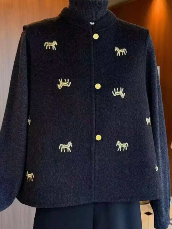 Ženski prsluk s elegantnim gradskim stilom, vez, okrugli izrez, regularna duljina, slobodan kroj