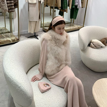 Chanel stil bezrukavnog prsluka, kratka duljina, polu-visoki ovratnik, poliester tkanina