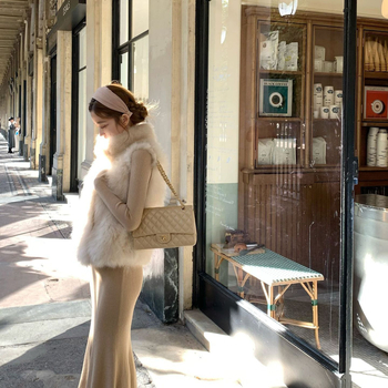 Chanel stil bezrukavnog prsluka, kratka duljina, polu-visoki ovratnik, poliester tkanina