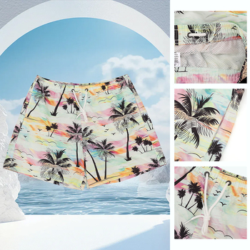 Muške plažne šorceve, 95% poliester, digitalni tisak, sportski stil, ljetna odjeća za plažu