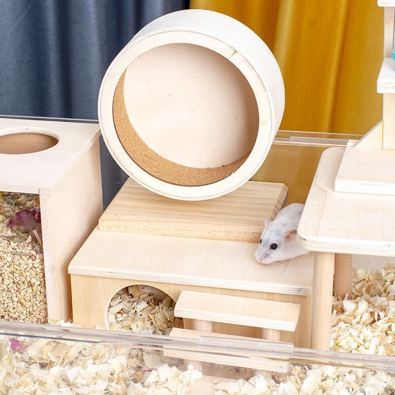 Drvena kućica za hamstera – prirodni stil, pravokutnog oblika, unutarnja upotreba, za hamstera, odmor i skrivanje