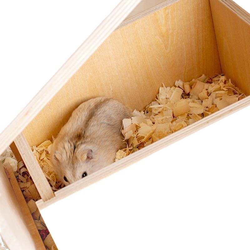Drvena kućica za hamstera – prirodni stil, pravokutnog oblika, unutarnja upotreba, za hamstera, odmor i skrivanje