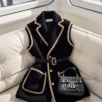 Ženska vesta | Polo ovratnik, chenille tkanina, spandex <30%, proljeće 2025
